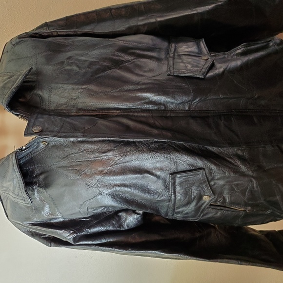 Flight Path Men's Leather Bomber Jacket Black Zip - Picture 2 of 8